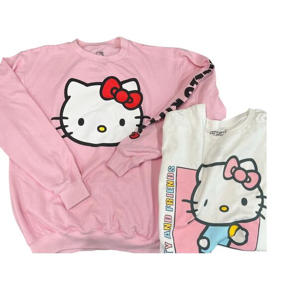 Hello Kitty Sweatshirt & T-Shirt Bundle Women’s M & L Sanrio - Picture 1 of 6